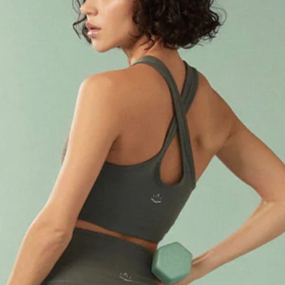 Beyond Yoga Spacedye Bra Tank with Crossover Back Straps - in Darkest Night